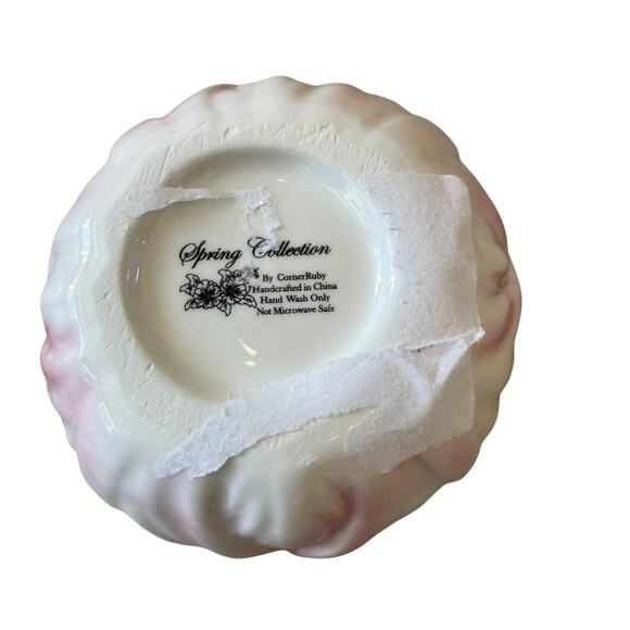 Corner Ruby Spring Collection Pink Cabbage & Bunny Creamer & Sugar Bowl New - Picture 10 of 16